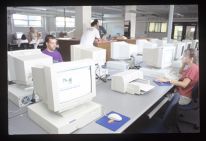 Students working in a computer lab 